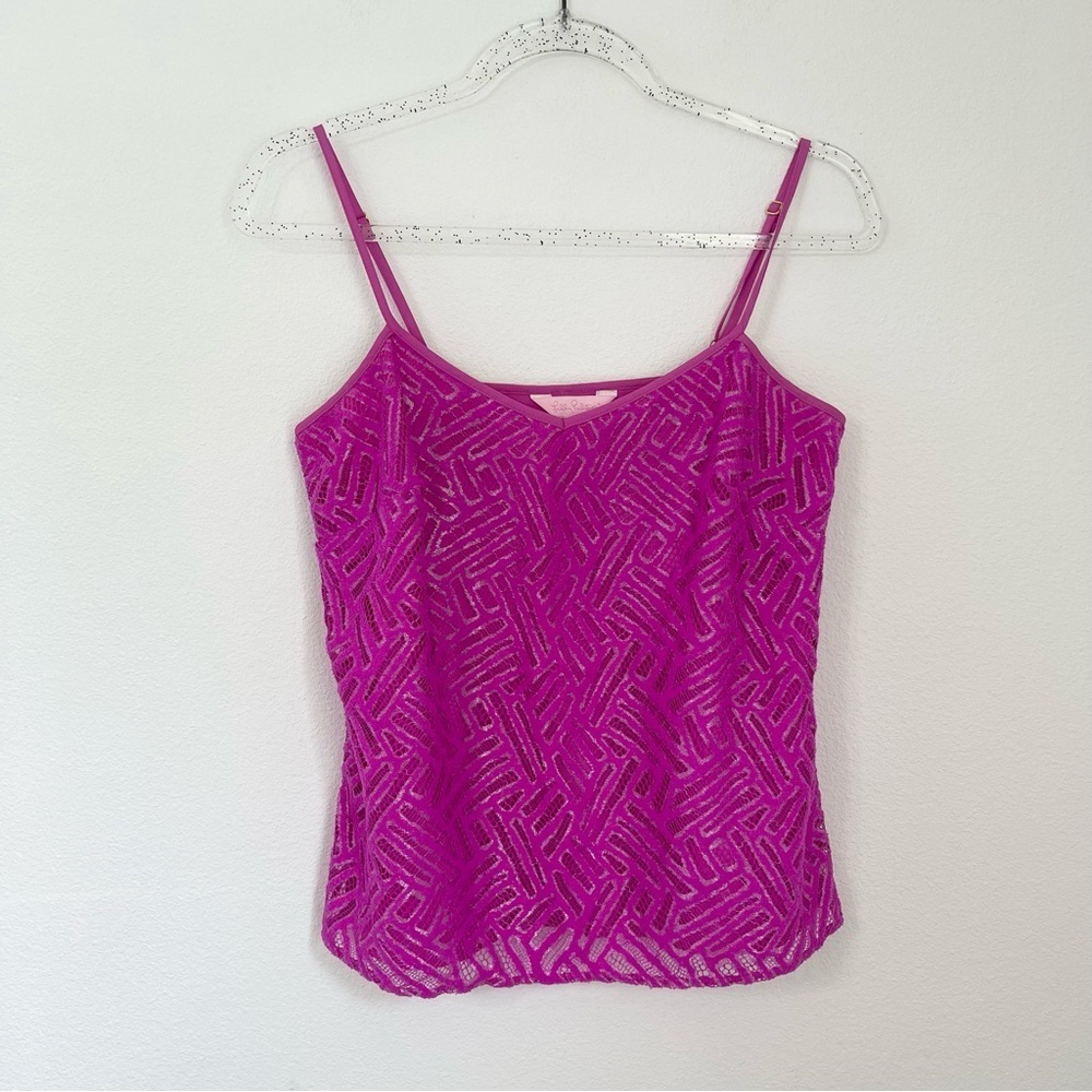 Lilly Pulitzer Camisole Top Fuchsia Adjustable Spaghetti Straps Size XS